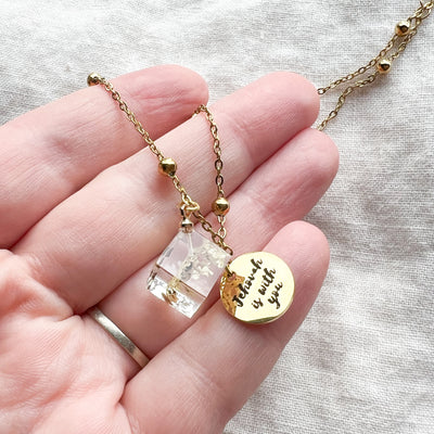 Jehovah is With You Gold Necklace - White Flower