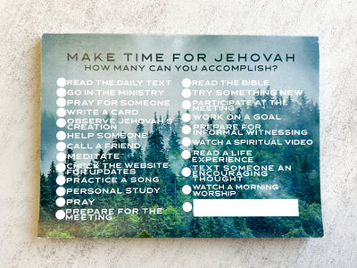 Make Time For Jehovah Misty Mountains Checklist Notepad - GINGERS
