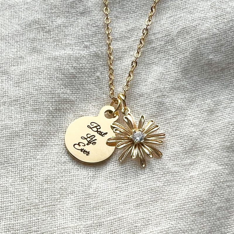 Best Life Ever Daisy Gold Necklace