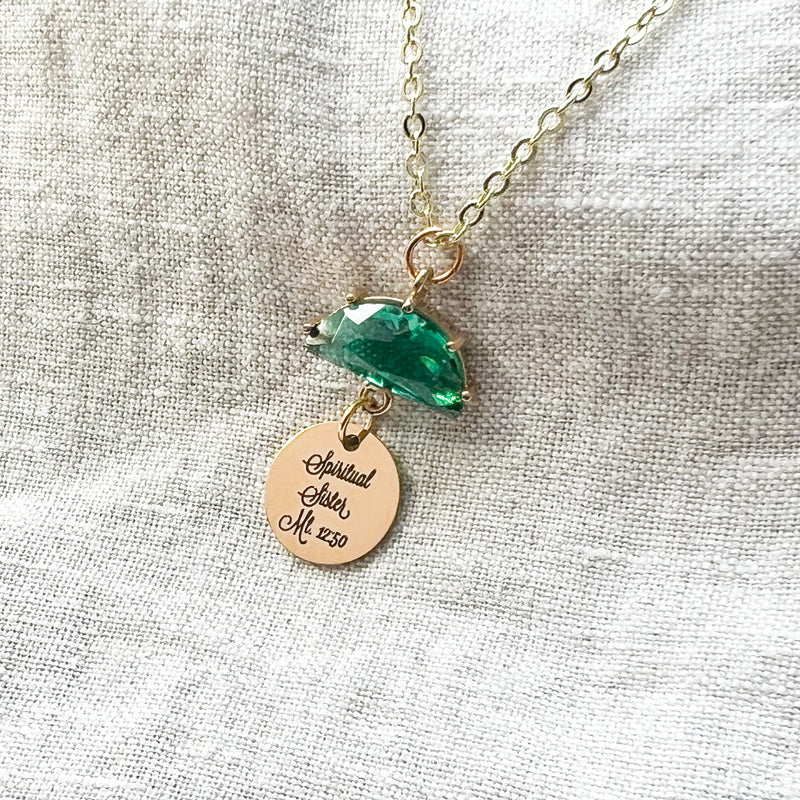 Spiritual Sister Emerald Gold Necklace