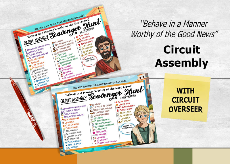 Scavenger Hunt Activity Printables  -2024-2025 Assembly (Behave in a Manner Worthy of the Good News) jw