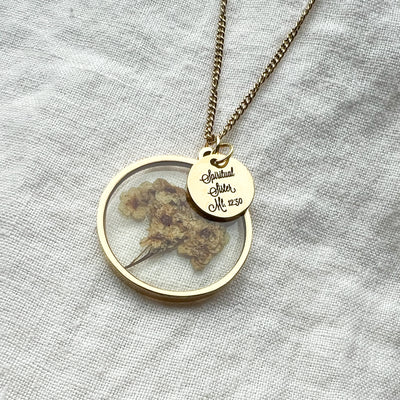 Spiritual Sister Dried Flower Gold Necklace