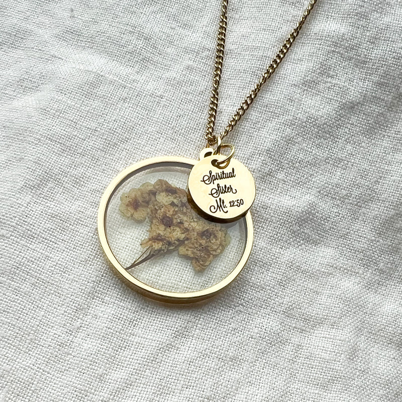 Spiritual Sister Dried Flower Gold Necklace