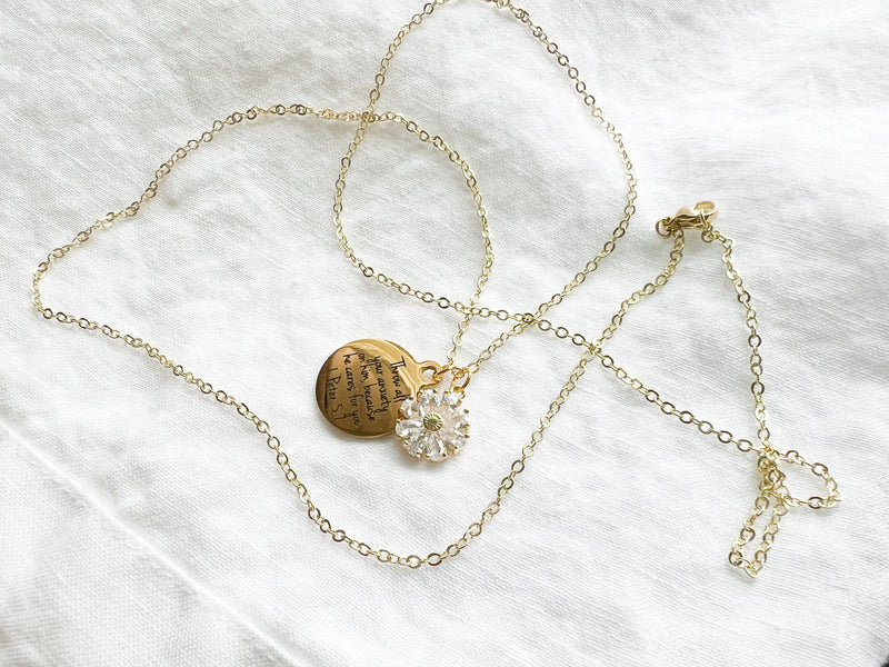 Throw All Your Anxiety Flower Gold Necklace