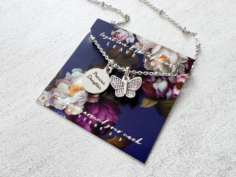 Precious Daughter Butterfly Stainless Steel Necklace - GINGERS