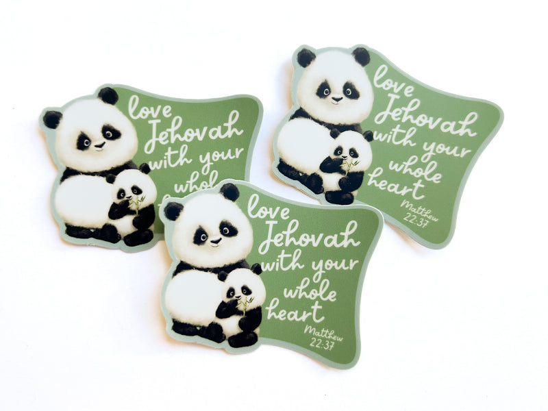 Panda Love Jehovah With All Your Heart Stickers