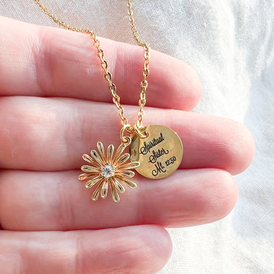 Spiritual Sister Gold Daisy Necklace