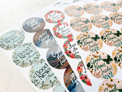 Floral Set of Good News Envelope Stickers - GINGERS