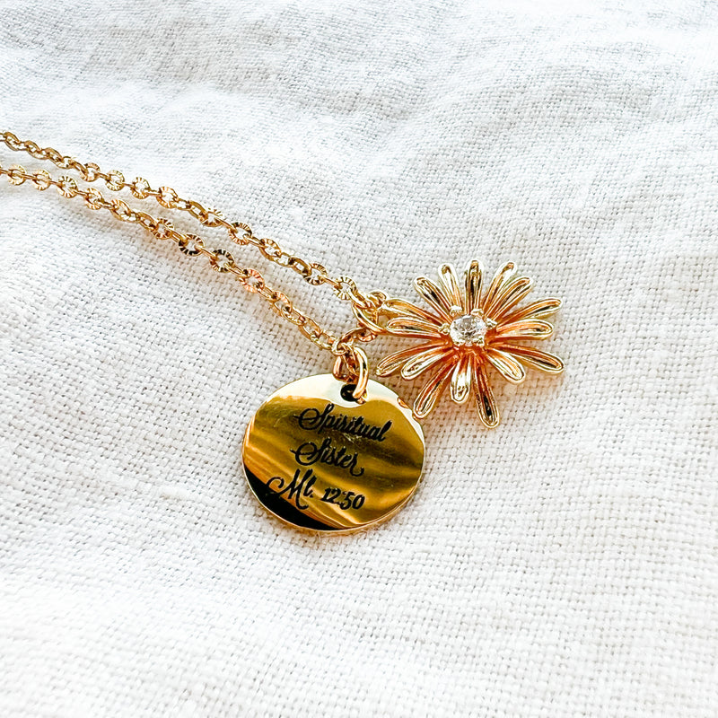 Spiritual Sister Gold Daisy Necklace