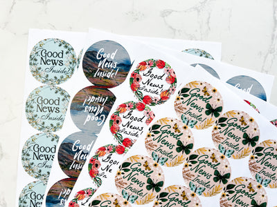 Floral Set of Good News Envelope Stickers - GINGERS