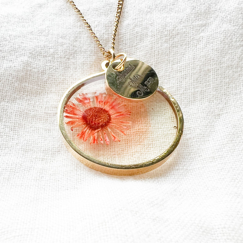 Spiritual Sister Dried Flower Gold Necklace