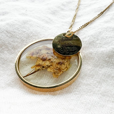 Spiritual Sister Dried Flower Gold Necklace