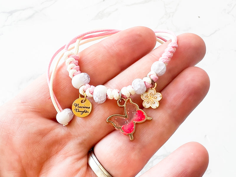 Precious Daughter Butterfly Bracelet - Pink