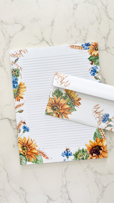 Sunflower Letter Writing Set - Notepad and Envelopes - GINGERS