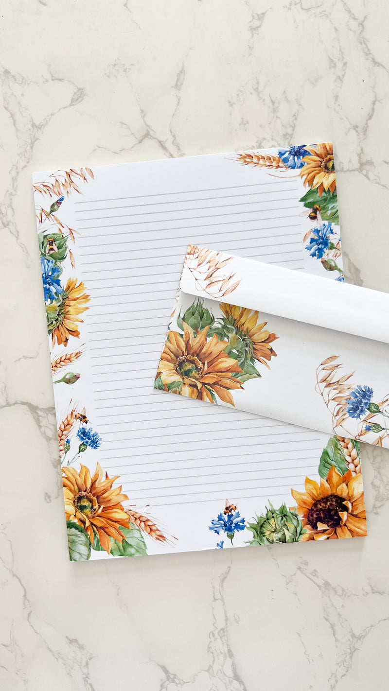 Sunflower Letter Writing Set - Notepad and Envelopes - GINGERS