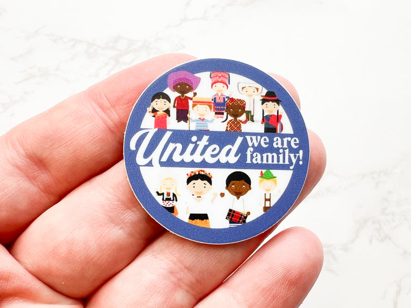 United We Are Family Circle Stickers