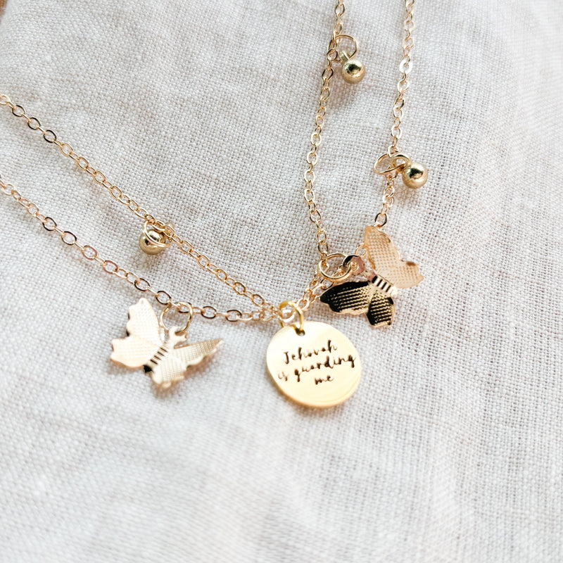 Jehovah is Guarding Me Gold Necklace - Butterfly