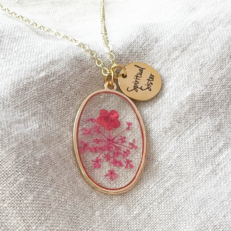 Spiritual Sister Dried Flower Gold Necklace