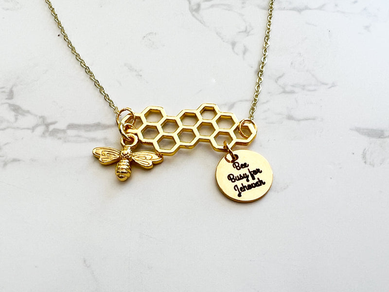 Bee Busy For Jehovah Gold Necklace - GINGERS