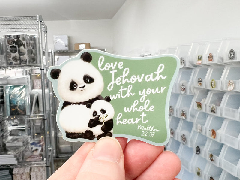 Panda Love Jehovah With All Your Heart Stickers