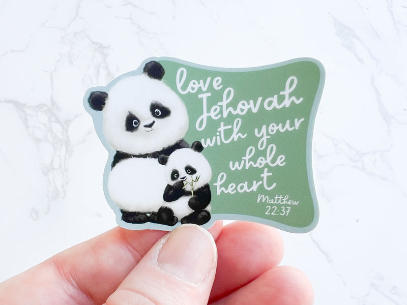 Panda Love Jehovah With All Your Heart Stickers