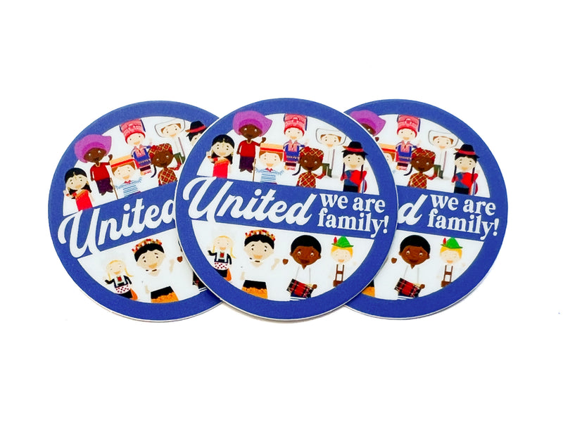 United We Are Family Circle Stickers