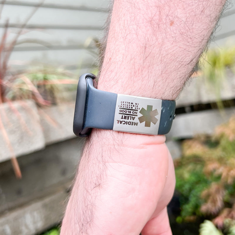 No Blood Medical Alert Apple Watch Band Tag - GINGERS
