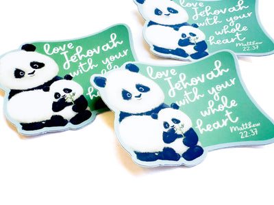 Panda Love Jehovah With All Your Heart Stickers