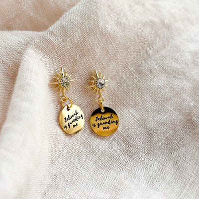 Gold Jehovah Is Guarding You Earrings