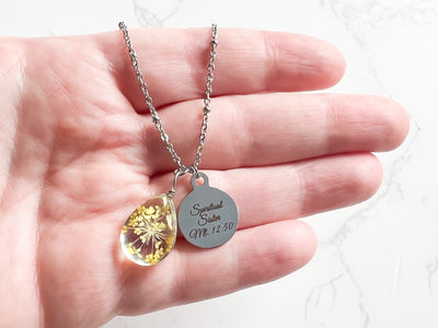 Spiritual Sister Dried Flower Stainless Steel Necklace - GINGERS