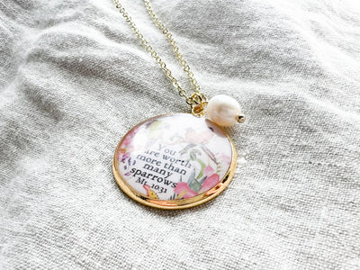 You Are Worth More Than Many Sparrows Gold Necklace