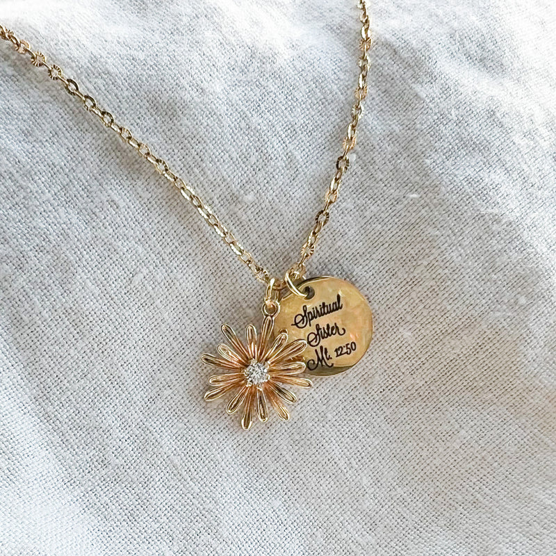 Spiritual Sister Gold Daisy Necklace