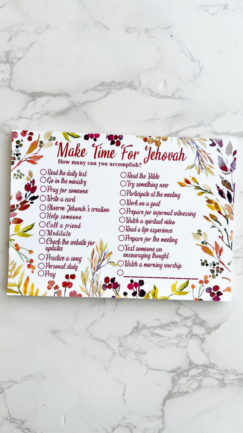 Make Time For Jehovah Checklist Notepad - GINGERS
