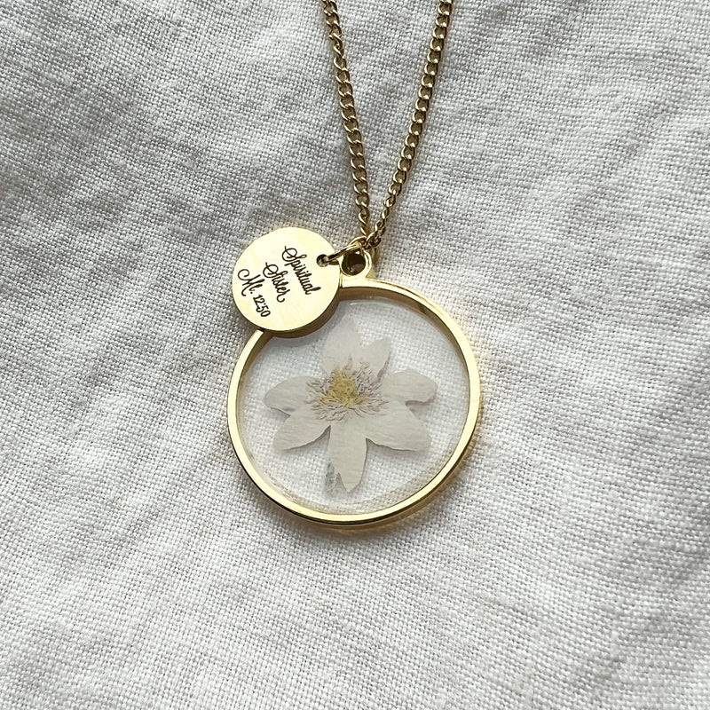 (Spiritual Sister Dried Flower Gold Necklace