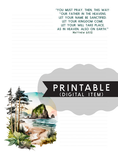 Cannon Beach Matthew 6:9,10 Letter Writing Printable - Print At Home - GINGERS