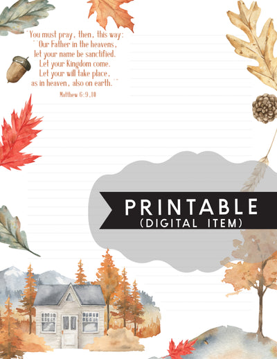 Cozy Autumn Home Matthew 6:9,10  Letter Writing Printable - Print At Home - GINGERS