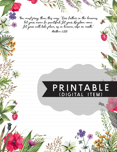 Wildflower Matthew 6:1 Letter Writing Printable - GINGERS