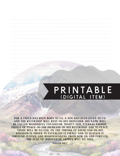 Mountain Isaiah 9:6,7 Letter Writing Printable - GINGERS
