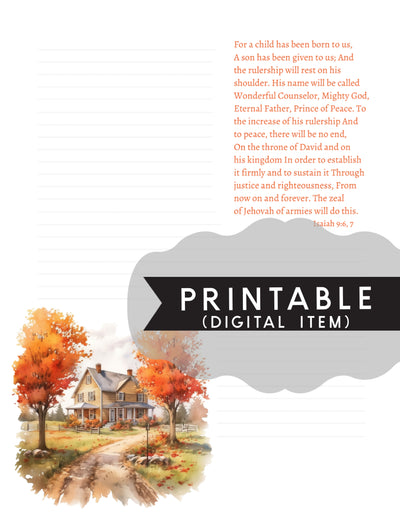 Autumn Farmhouse Isaiah 9:6,7 Letter Writing Printable - Print At Home - GINGERS