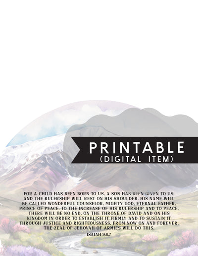 Mountain Isaiah 9:6,7 Letter Writing Printable - Unlined - GINGERS