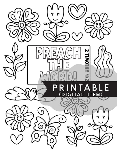 Preach The Word Coloring Page - Digital Item - GINGERS
