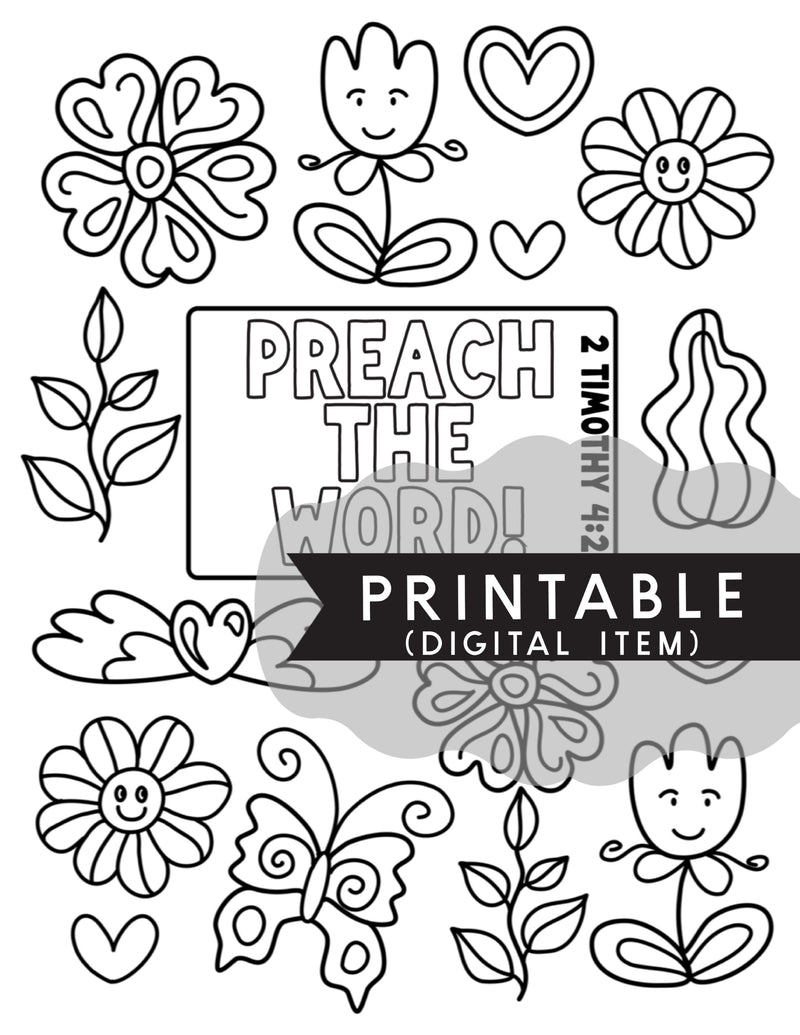 Preach The Word Coloring Page - Digital Item - GINGERS