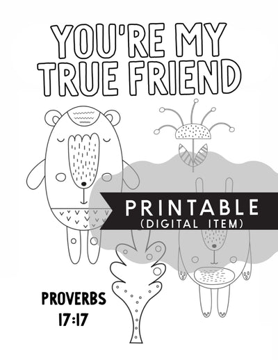 Your My True Friend Kids Coloring Page - Digital Item - GINGERS