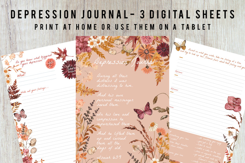 Autumn Flora Depression Journal - Digital + Print At Home