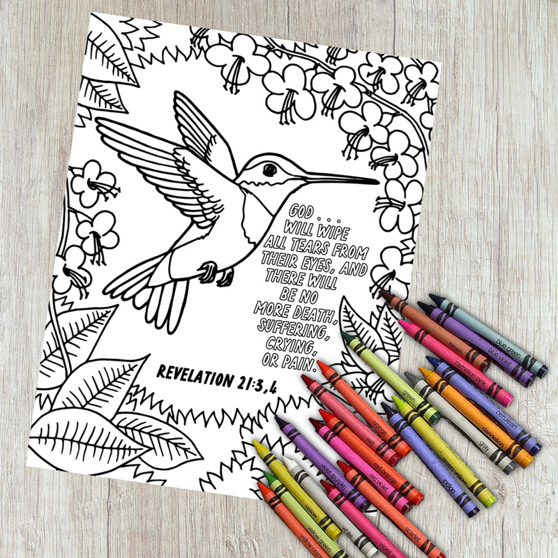 Kids Coloring Page - Abbrv. Revelation 21:3,4