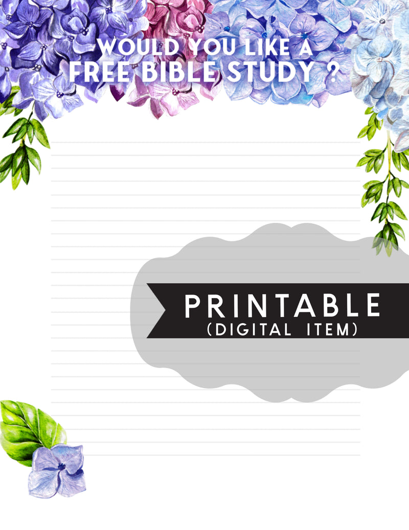 Bible Study Letter Writing Printable -Print At Home - Hydrangea