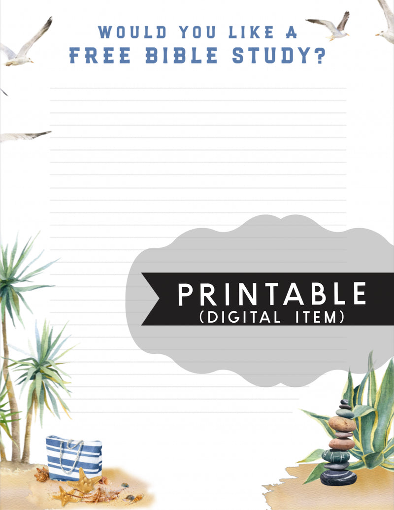 Bible Study Letter Writing Printable -Print At Home - Beach