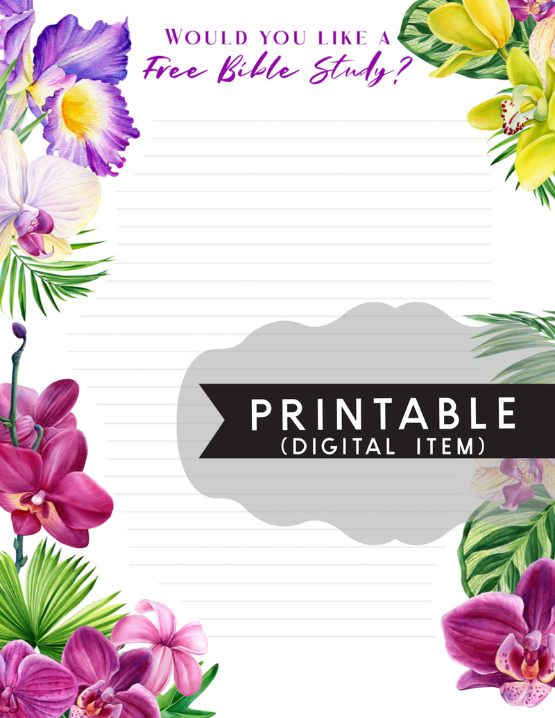 Bible Study Letter Writing Printable -Print At Home - Orchids