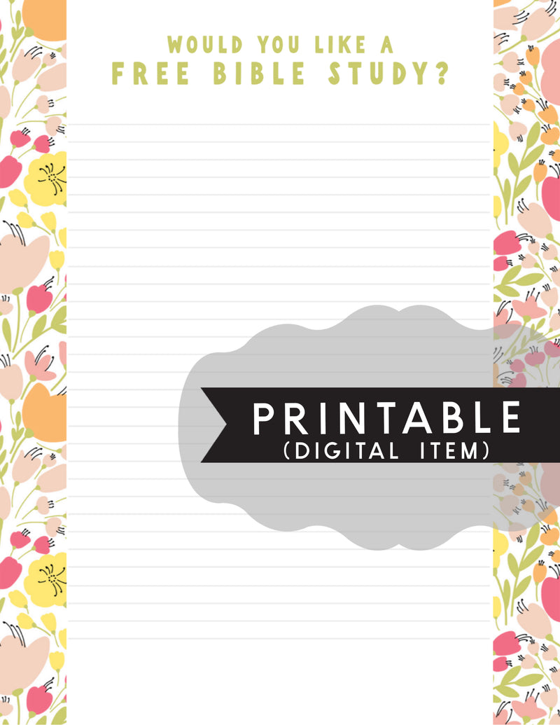 Bible Study Letter Writing Printable -Print At Home - Pink Blooms