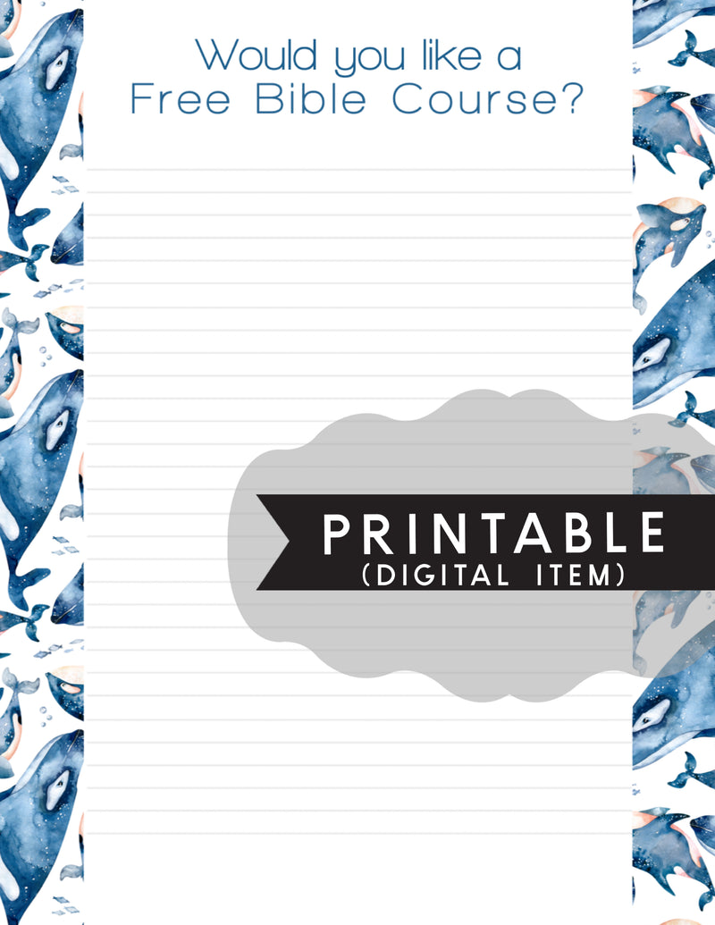 Bible Study Letter Writing Printable -Print At Home - Whales